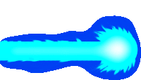 a blue beam of light is coming out of a blue object on a white background .