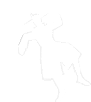 it is a drawing of a man riding a horse .