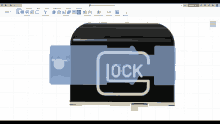 a 3d model of a glock logo is displayed on a computer screen