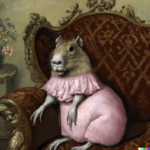 a painting of a rat wearing a pink shirt