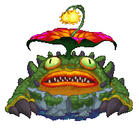 a cartoon frog with a flower on top of it 's head