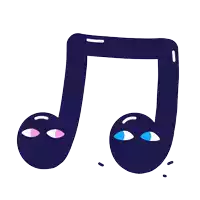 a cartoon illustration of a music note with eyes