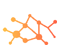 a molecule icon with a gradient of orange and yellow