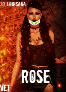 a poster of a woman with the name rose