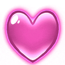 a glowing pink heart with a white outline on a white background