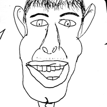 a drawing of a man 's face with a big smile