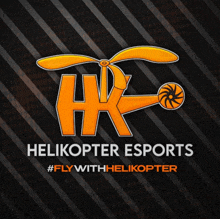 a logo for helicopter esports shows a helicopter with a propeller