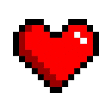 it looks like a pixel art heart with a sparkle in the middle .