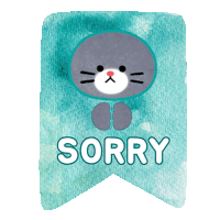 a banner with a cat and the word sorry