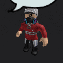 a cartoon character wearing a red shirt and black mask