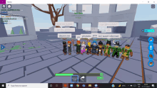 a screenshot of a roblox game shows a group of people standing next to each other