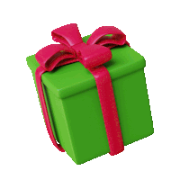 a green gift box with a red ribbon tied around it