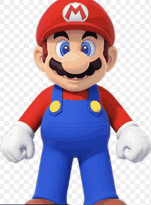 a mario figure with a red hat and overalls