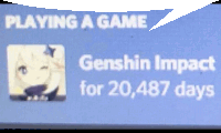 playing a game genshin impact for 20,487 days is shown on a screen