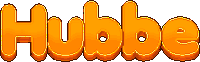 a pixel art of the word hubbe in orange letters