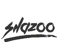 a logo for a company called shazoo with a brush stroke