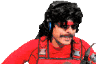 a man wearing sunglasses and headphones has the letter o on his head