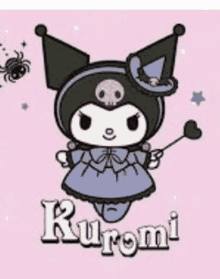 kuromi is a cartoon character from sanrio and is holding a heart .