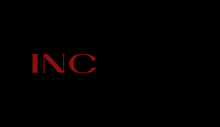 the word inc is written in red letters on a black background