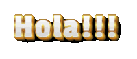 the word hola is written in gold and white