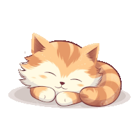 a cartoon drawing of an orange and white cat sleeping