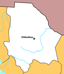 a map showing the location of chihuahua in the middle of the map