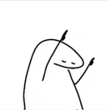 a black and white drawing of a stick figure with two sticks in his hands .