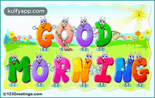 a good morning greeting card with cartoon characters