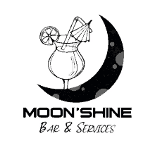 a logo for moon 's shine bar and services