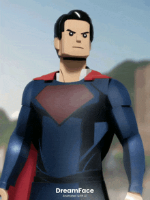 a cartoon of superman with the words dreamface animated with ai on the bottom