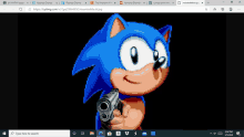 a screenshot of sonic the hedgehog holding a gun in his hand