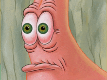 a close up of patrick star 's face with his eyes closed