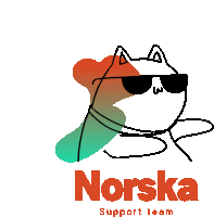 a logo for norska support team shows a cat wearing sunglasses