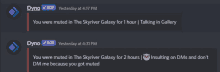 a screenshot of a discord chat between two bots