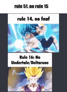 rule 51 no rule 15 rule 14 no fnaf rule 16 : no undertale / deltarune