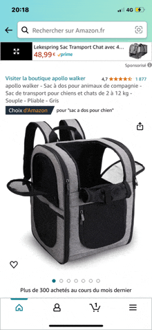 a screenshot of an amazon page showing a backpack