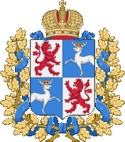 a coat of arms with a crown and a lion and a deer