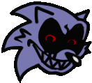 a cartoon of a purple sonic with red eyes and teeth .