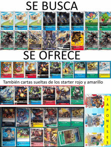 a display of cards with the words se busca se ofrece in the upper left corner