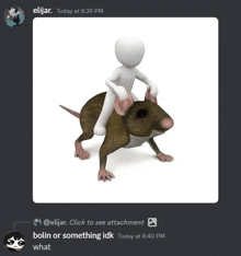 a person is riding a mouse on their back in a discord conversation