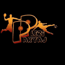 a logo for lezi aryaj with a basketball player and a soccer player