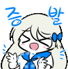 a cartoon girl with long blonde hair and a blue bow is crying and holding her hands up .