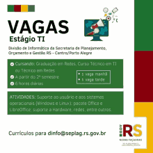 an advertisement for vagas estágio ti shows a computer and a megaphone