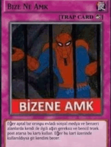 a card that says ' bize ne amk ' at the top