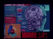 a computer screen shows a robotic head and says android type