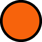 an orange circle with a black border on a white background