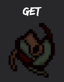 a pixel art of a person with the word get written above it