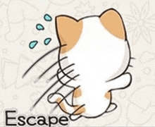 a cartoon drawing of a cat running with the word escape written below it .