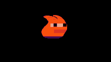 a pixel art drawing of an orange flame with a purple stripe on the bottom