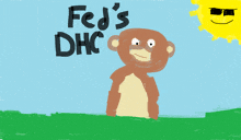 a drawing of a monkey with the words fed 's dhc written above it